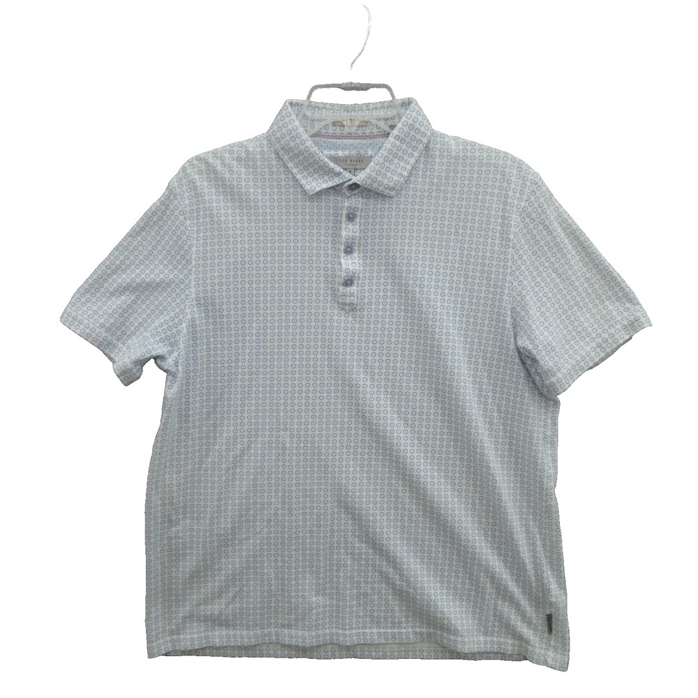 Ted Baker Men's Polo Shirt 5 US Large White 100% Cotton Short Sleeve Collared